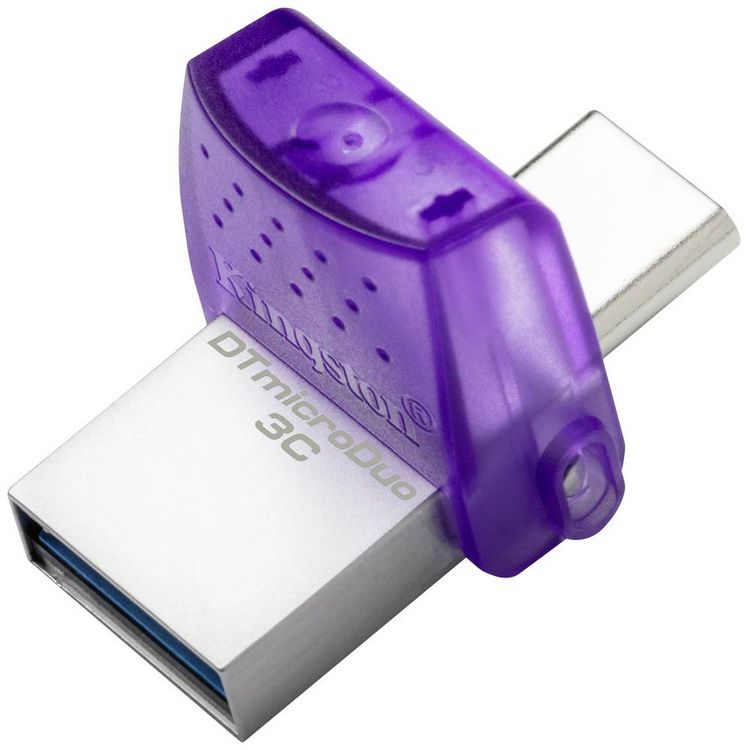 Produktbild: Kingston DataTraveler microDuo 3C USB-Stick Retail 256 GB Edelstahl, Violett DTDUO3CG3/256GB USB-A (USB 3.2 Gen 1), USB-C&reg;