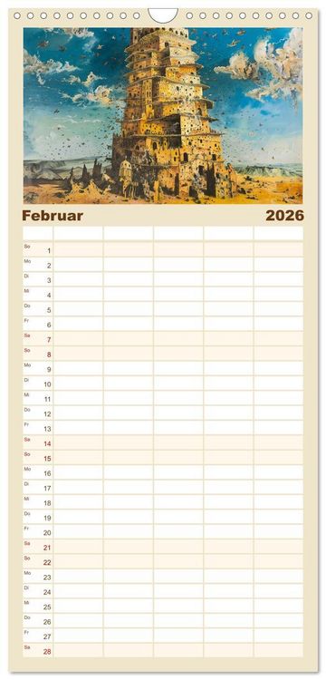 Produktbild: Familienplaner 2026 - Der Turm zu Babel: Ungemalte Bilder der Kunstgeschichte mit 5 Spalten (Wandkalender, 21 x 45 cm) CALVENDO