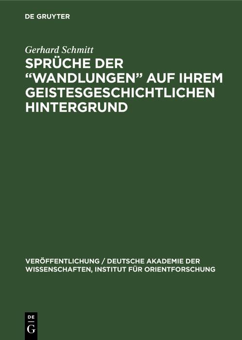 Produktbild: Spr&uuml;che der "Wandlungen" auf ihrem geistesgeschichtlichen Hintergrund