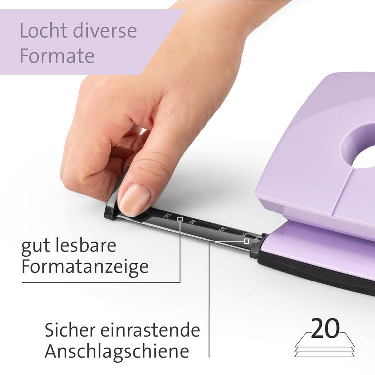 Produktbild: novus B&uuml;rolocher B220 COLOR ID 2.0 pretty lilac