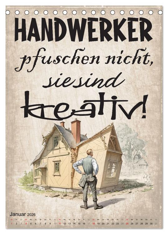 Produktbild: Handwerker Spr&uuml;che (Tischkalender 2026 DIN A5 hoch), CALVENDO Monatskalender