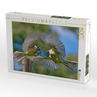 Produktbild: CALVENDO Puzzle Zwei Kohlmeisen im Luftkampf | 1000 Teile Lege-Gr&ouml;&szlig;e 64x48cm Foto-Puzzle f&uuml;r gl&uuml;ckliche Stunden