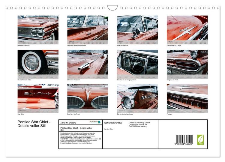 Produktbild: Pontiac Star Chief - Details voller Stil (Wandkalender 2027 DIN A3 quer), CALVENDO Monatskalender