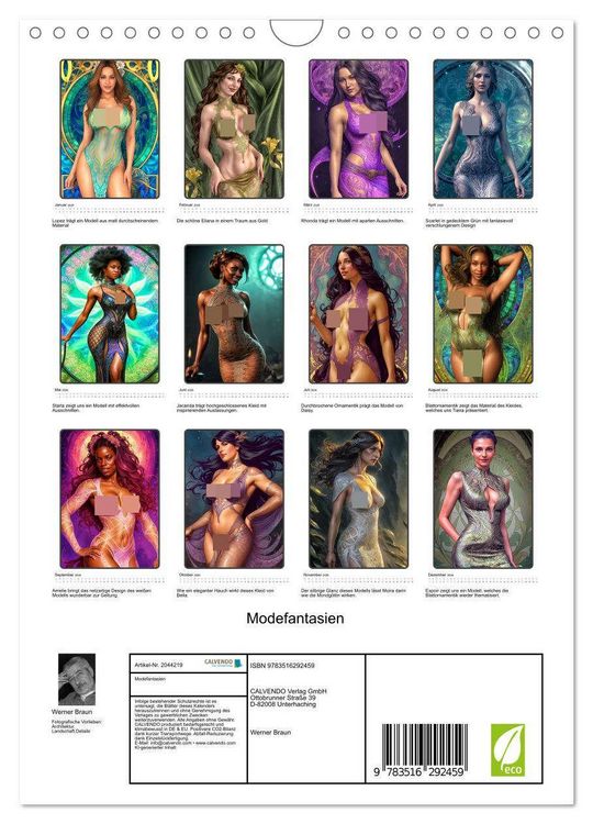 Produktbild: Modefantasien (Wandkalender 2026 DIN A4 hoch), CALVENDO Monatskalender