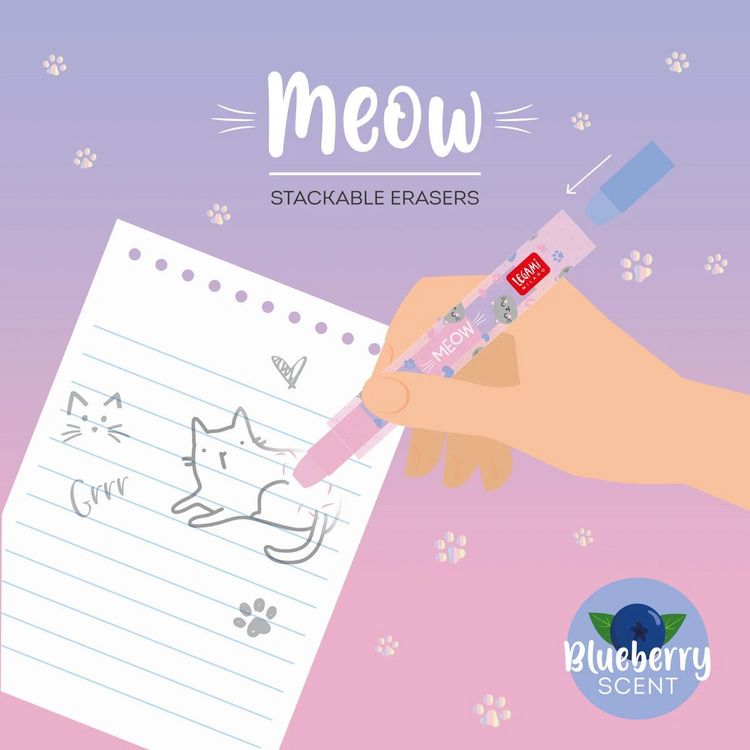 Produktbild: Legami stapelbare Radiergummis - Meow - Kitty