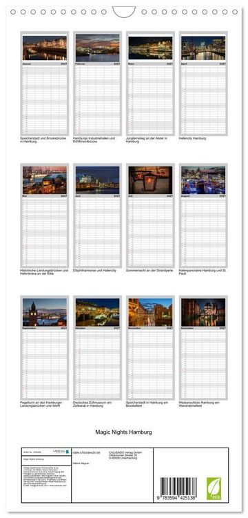 Produktbild: Familienplaner 2027 - Magic Nights Hamburg mit 5 Spalten (Wandkalender, 21 x 45 cm) CALVENDO