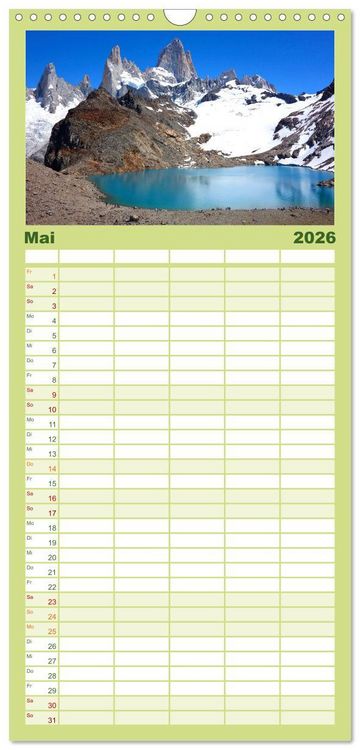 Produktbild: Familienplaner 2026 - S&uuml;damerika - Vom Reich der Inka bis nach Patagonien mit 5 Spalten (Wandkalender, 21 x 45 cm) CALVENDO