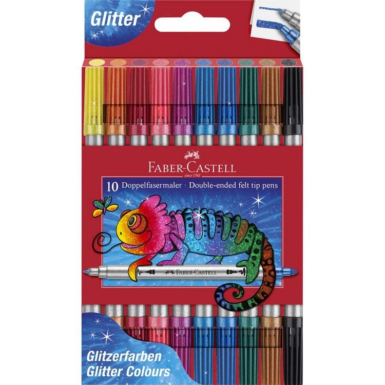 Produktbild: Doppelfasermaler 10er Etui Glitzer