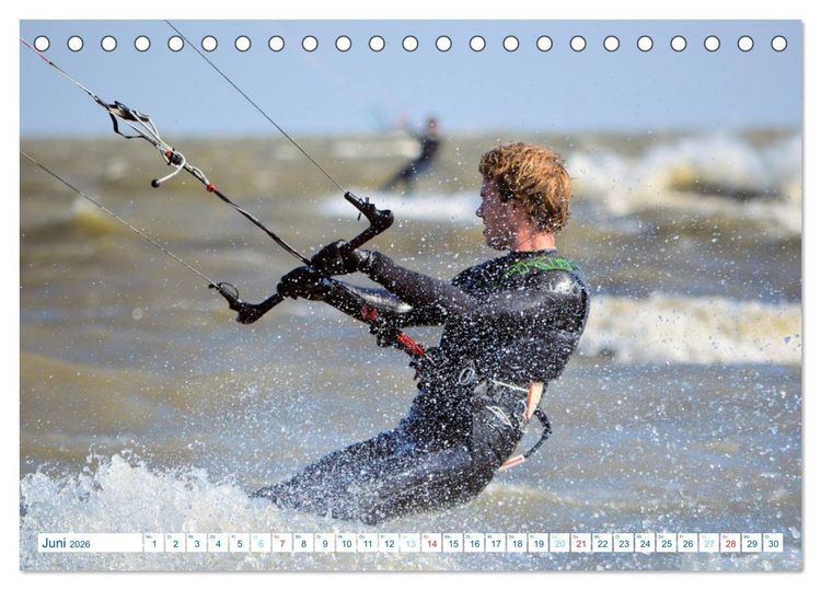 Produktbild: Kitesurfen - Wind und Wellen (Tischkalender 2026 DIN A5 quer), CALVENDO Monatskalender