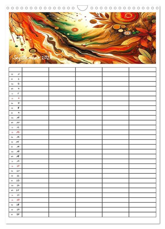 Produktbild: Pouring Art Familienplaner - Durch das Jahr mit KI-kreierter Pouring Kunst (Wandkalender 2026 DIN A3 hoch), CALVENDO Monatskalender