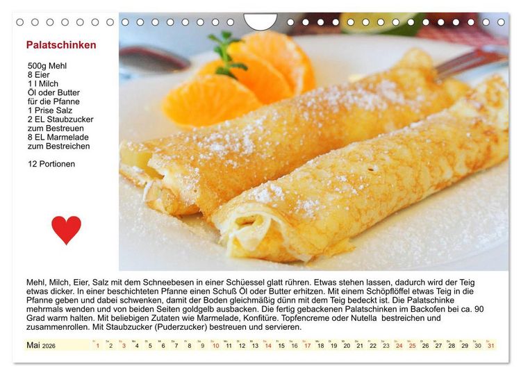 Produktbild: Delikates &Ouml;sterreich. K&uuml;chenkalender mit den klassischen S&uuml;&szlig;speisen (Wandkalender 2026 DIN A4 quer), CALVENDO Monatskalender