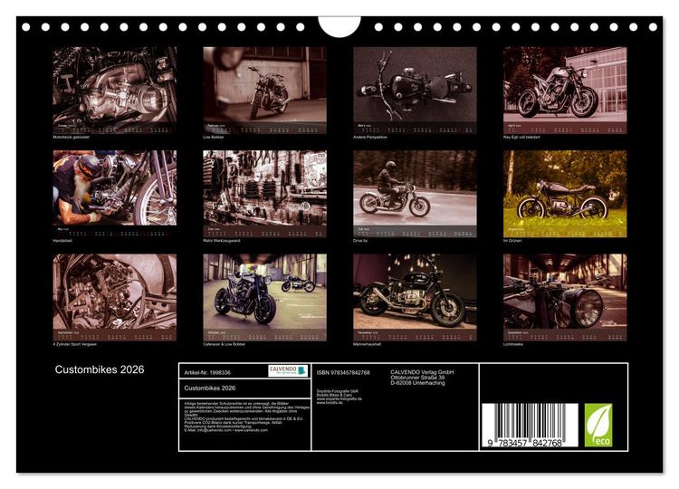 Produktbild: Custombikes 2026 (Wandkalender 2026 DIN A4 quer), CALVENDO Monatskalender
