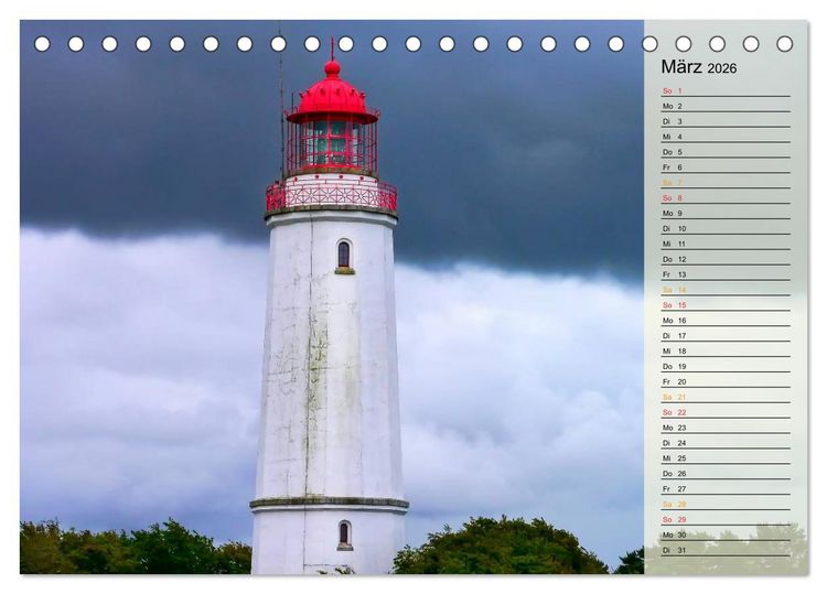 Produktbild: Leuchtt&uuml;rme - maritime Wegweiser in Deutschland (Tischkalender 2026 DIN A5 quer), CALVENDO Monatskalender