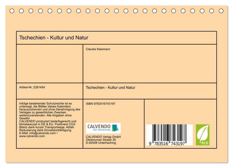 Produktbild: Tschechien - Kultur und Natur (Tischkalender 2026 DIN A5 quer), CALVENDO Monatskalender