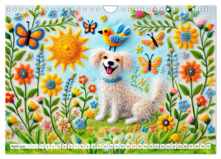 Produktbild: Niedliche Filzhunde - Liebevolle Ideen aus Filz und Wolle (Wandkalender 2026 DIN A4 quer), CALVENDO Monatskalender