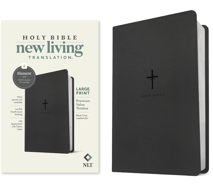 Produktbild: NLT Large Print Premium Value Thinline Bible, Filament Enabled (Leatherlike, Black Cross)