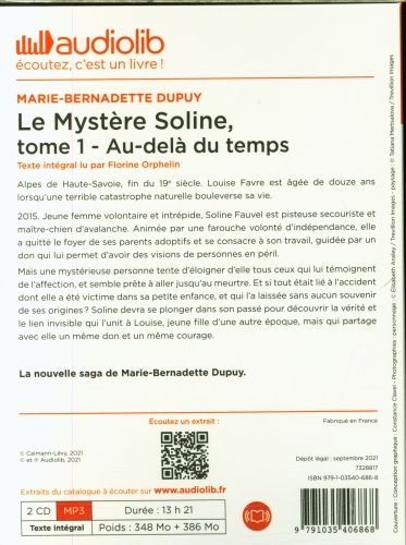 Produktbild: Le myst&egrave;re Soline. Tome 1: Au-del&agrave; du temps