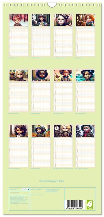 Produktbild: Familienplaner 2026 - Kleine Steampunk Stars mit 5 Spalten (Wandkalender, 21 x 45 cm) CALVENDO