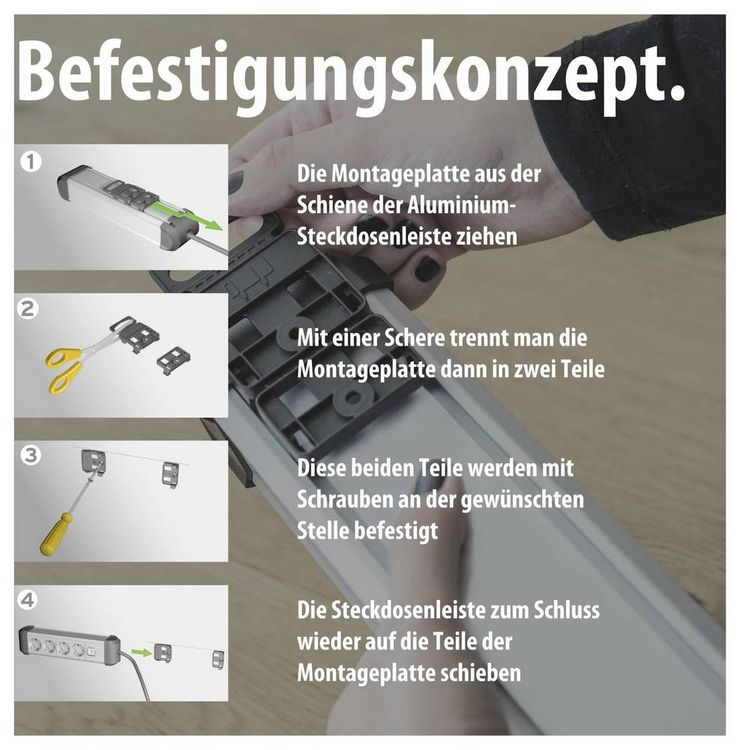 Produktbild: Brennenstuhl 1391030600 Steckdosenleiste mit Schalter Silber, Schwarz Schutzkontakt 1St.