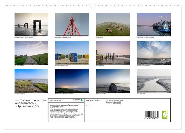Produktbild: Impressionen aus dem Wesermarsch - Butjadingen 2026 (hochwertiger Premium Wandkalender 2026 DIN A2 quer), Kunstdruck in Hochglanz