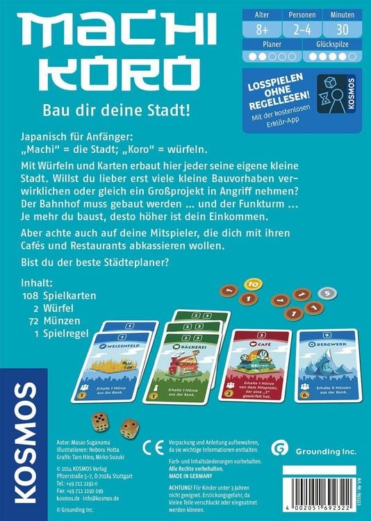 Produktbild: Machi Koro, nominiert zum Spiel des Jahres 2015