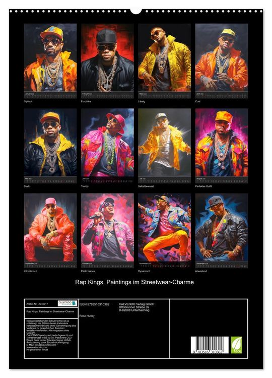 Produktbild: Rap Kings. Paintings im Streetwear-Charme (hochwertiger Premium Wandkalender 2026 DIN A2 hoch), Kunstdruck in Hochglanz