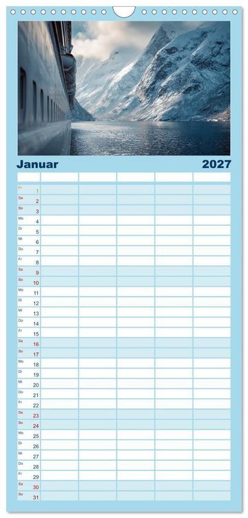 Produktbild: Familienplaner 2027 - Kreuzfahrtschiffe Kalender - Kreuzfahrten und Giganten der Meere mit 5 Spalten (Wandkalender, 21 x 45 cm) CALVENDO