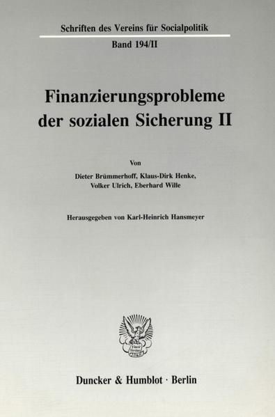 Produktbild: Finanzierungsprobleme der sozialen Sicherung II.