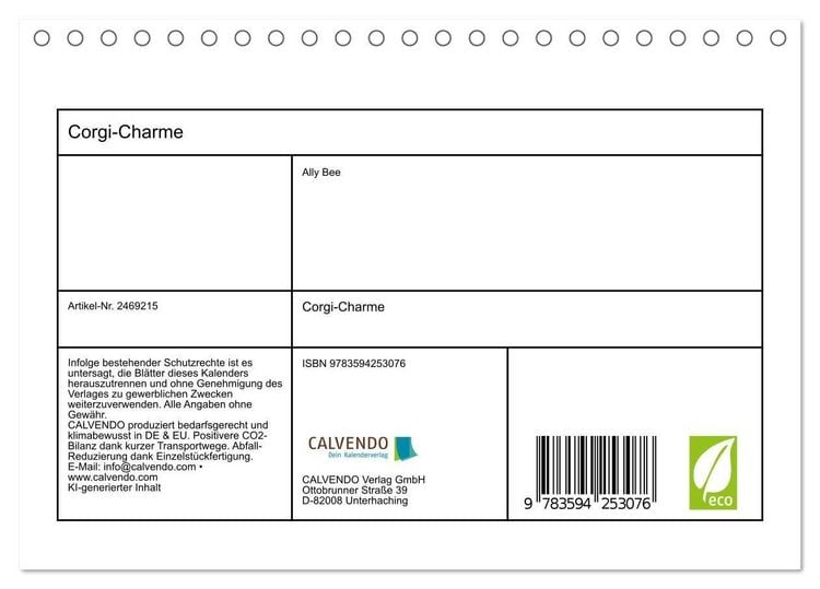 Produktbild: Corgi-Charme (Tischkalender 2027 DIN A5 quer), CALVENDO Monatskalender