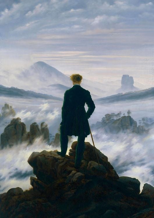 Produktbild: Caspar David Friedrich 'Der Wanderer &uuml;ber dem Nebelmeer' - Notizbuch A5 gepunktet - 100 Seiten 90g/m&sup2; - Soft Cover