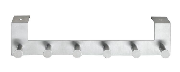 Produktbild: T&uuml;rgarderobe Edelstahl Mod. Celano 4 cm, 6 Haken, f&uuml;r T&uuml;rfalzst&auml;rken bis 4 cm