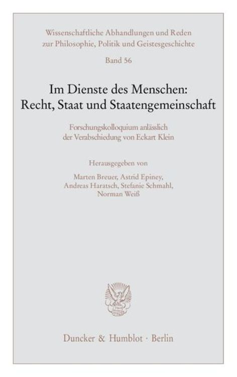 Produktbild: Im Dienste des Menschen: Recht, Staat und Staatengemeinschaft.