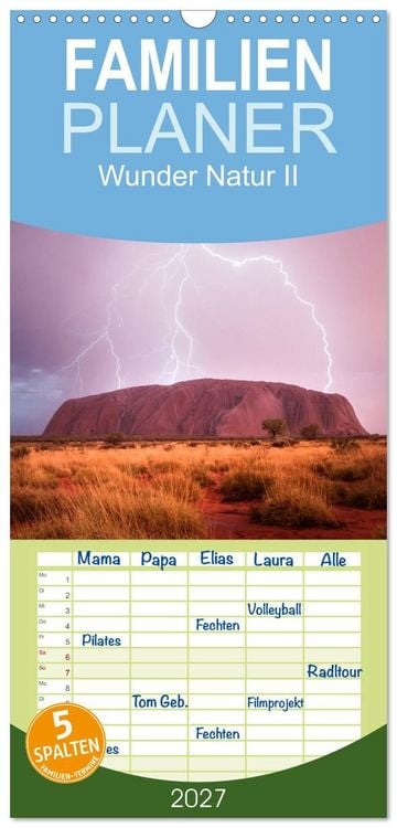 Produktbild: Familienplaner 2027 - Wunder Natur II mit 5 Spalten (Wandkalender, 21 x 45 cm) CALVENDO