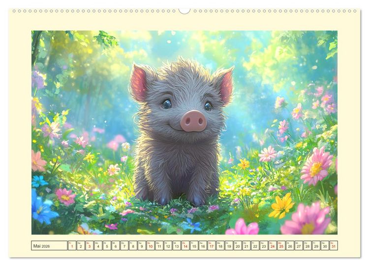 Produktbild: Willkommen im Wunderwald. Zauberhafte Abenteuer mit tierischen Freunden (hochwertiger Premium Wandkalender 2026 DIN A2 quer), Kunstdruck in Hochglanz