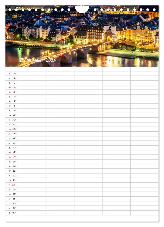 Produktbild: Heidelberger Familienkalender (Wandkalender 2026 DIN A4 hoch), CALVENDO Monatskalender