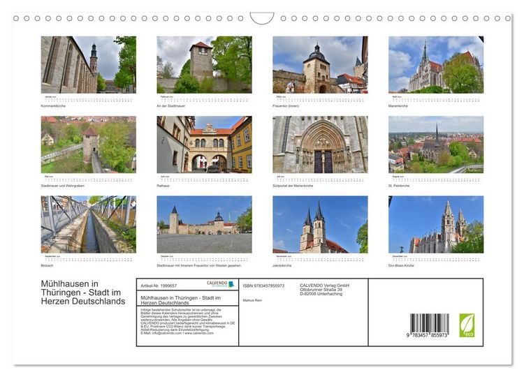 Produktbild: M&uuml;hlhausen in Th&uuml;ringen - Stadt im Herzen Deutschlands (Wandkalender 2026 DIN A3 quer), CALVENDO Monatskalender