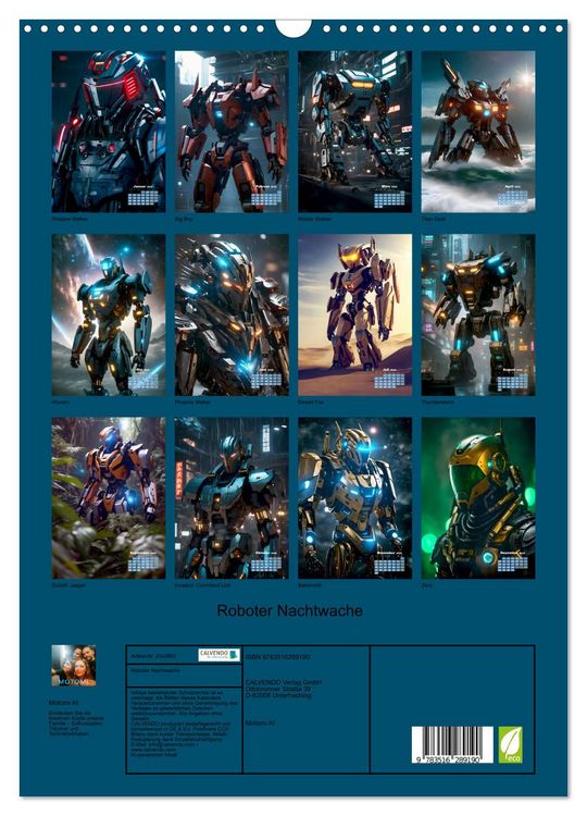 Produktbild: Roboter Nachtwache (Wandkalender 2026 DIN A3 hoch), CALVENDO Monatskalender