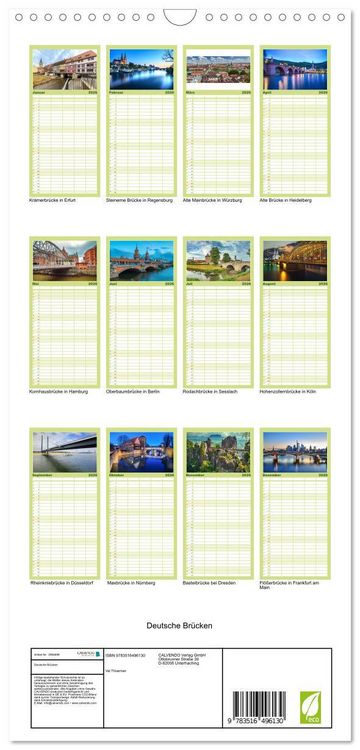 Produktbild: Familienplaner 2026 - Deutsche Br&uuml;cken mit 5 Spalten (Wandkalender, 21 x 45 cm) CALVENDO