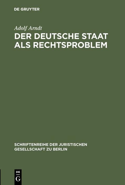 Produktbild: Der deutsche Staat als Rechtsproblem