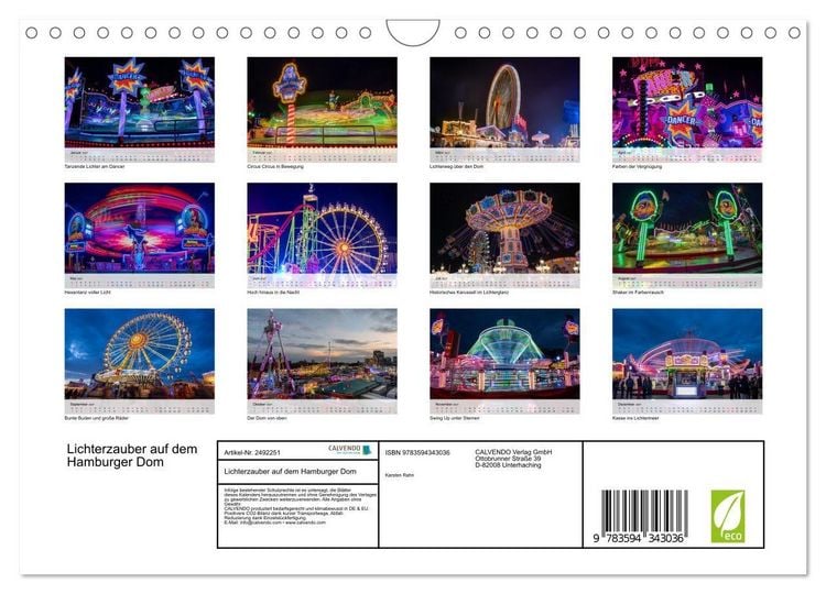 Produktbild: Lichterzauber auf dem Hamburger Dom (Wandkalender 2027 DIN A4 quer), CALVENDO Monatskalender