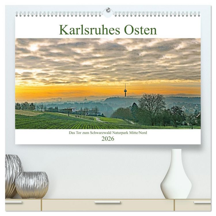 Produktbild: Karlsruhes Osten (hochwertiger Premium Wandkalender 2026 DIN A2 quer), Kunstdruck in Hochglanz