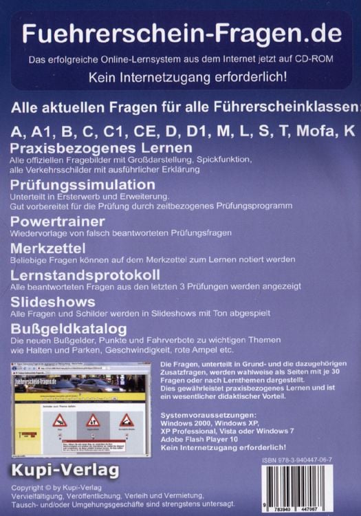 Produktbild: F&uuml;hrerschein-Fragen.de - Das Lernprogramm zur F&uuml;hrerschein-Theorie mit Ton