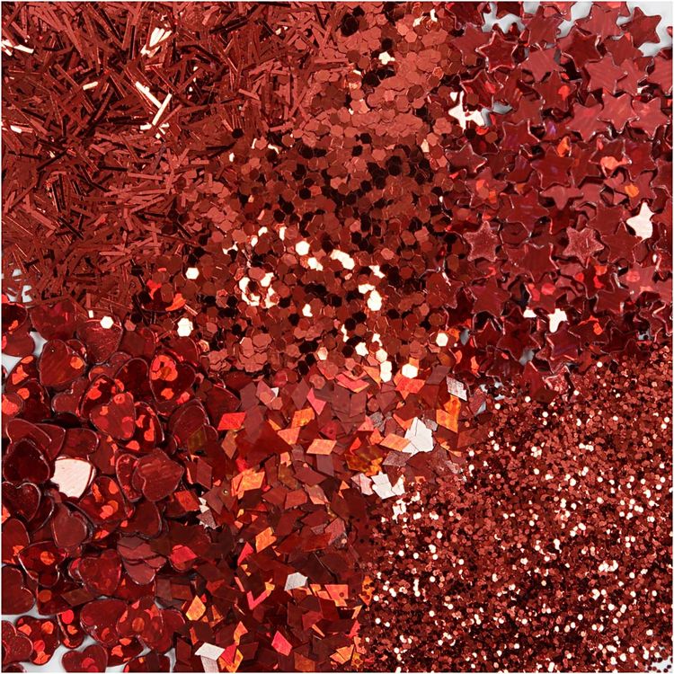 Produktbild: Creativ Company Biologisch abbaubarer Sparkles & Pailletten, Rot, 6x7 ml