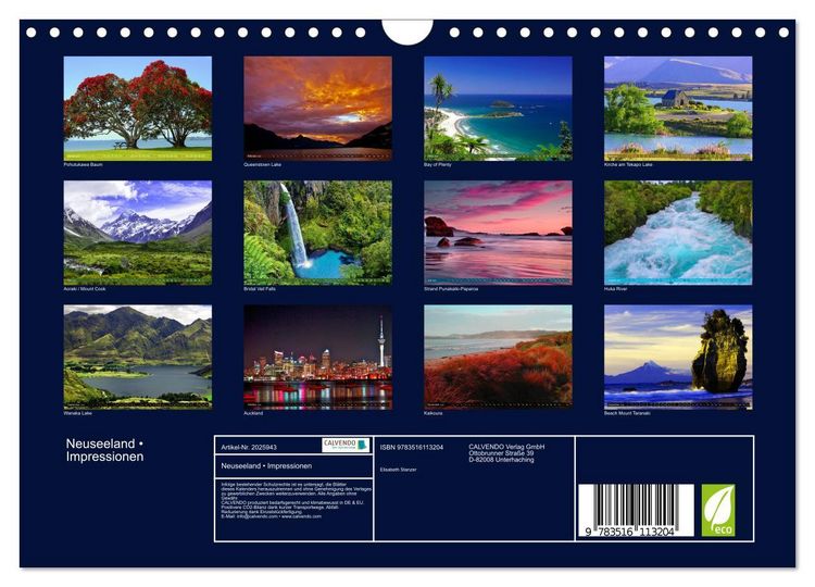 Produktbild: Neuseeland &bull; Impressionen (Wandkalender 2026 DIN A4 quer), CALVENDO Monatskalender