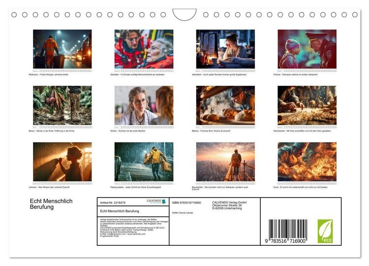 Produktbild: Echt Menschlich Berufung (Wandkalender 2026 DIN A4 quer), CALVENDO Monatskalender