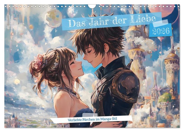 Produktbild: Das Jahr der Liebe: Verliebte P&auml;rchen im Manga-Stil (Wandkalender 2026 DIN A3 quer), CALVENDO Monatskalender
