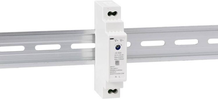 Produktbild: TRU COMPONENTS TC-13713364 Hutschienen-Netzteil (DIN-Rail) Verbrauch (StandBy) 0.3 W 24 V/DC 0.625 A 15 W Anzahl Ausg&auml;nge:1 x Inhalt 1 St.