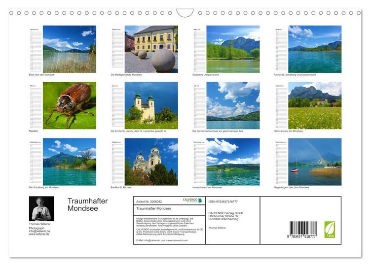 Produktbild: Traumhafter Mondsee (Wandkalender 2026 DIN A3 quer), CALVENDO Monatskalender