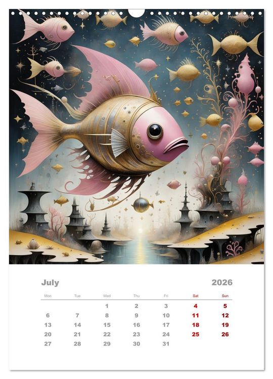 Produktbild: The adventures of the steel fish (Wall Calendar 2026 DIN A3 portrait), CALVENDO 12 Month Wall Calendar