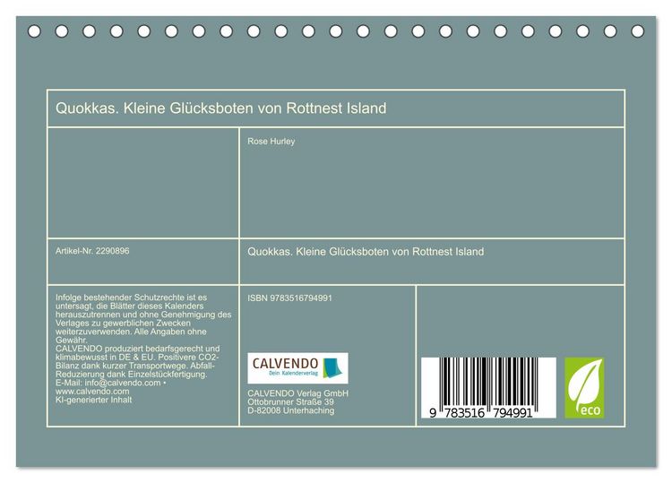 Produktbild: Quokkas. Kleine Gl&uuml;cksboten von Rottnest Island (Tischkalender 2027 DIN A5 quer), CALVENDO Monatskalender